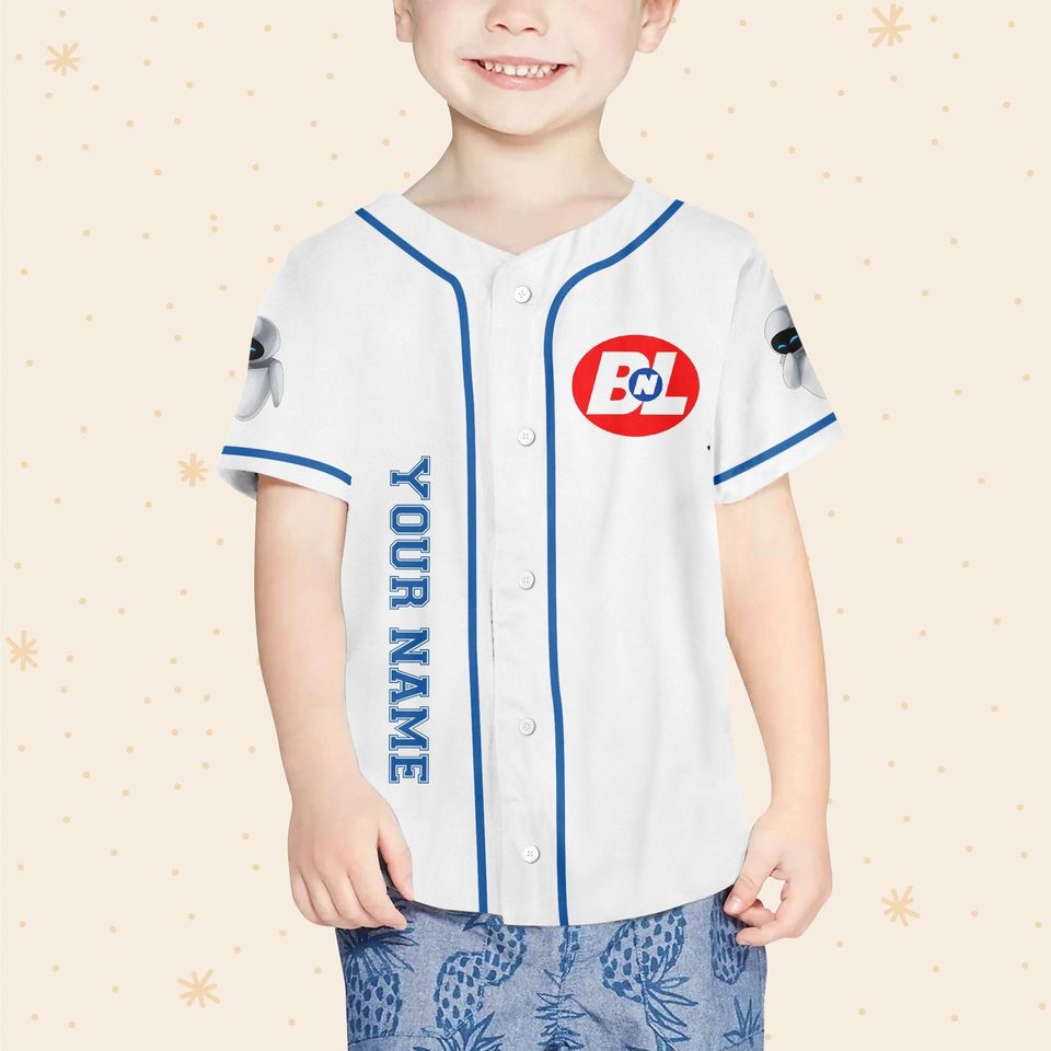 Personalized Disney Pixar WALL-E EVE Vintage Characters Custom 3D Disney Baseball Jersey
