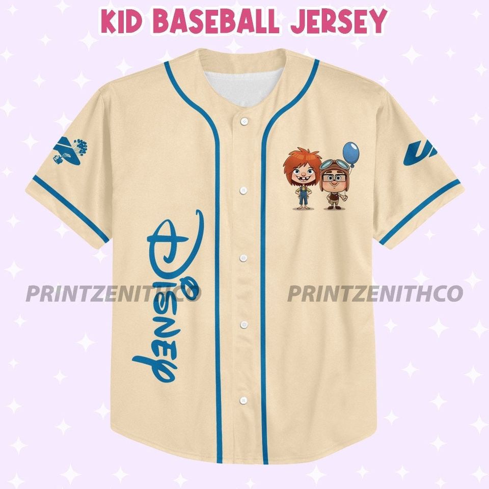 Personalized Disney UP Kid Ellie And Carl, Matching Baseball Jersey