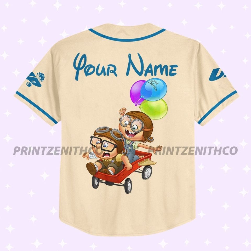 Personalized Disney UP Kid Ellie And Carl, Matching Baseball Jersey