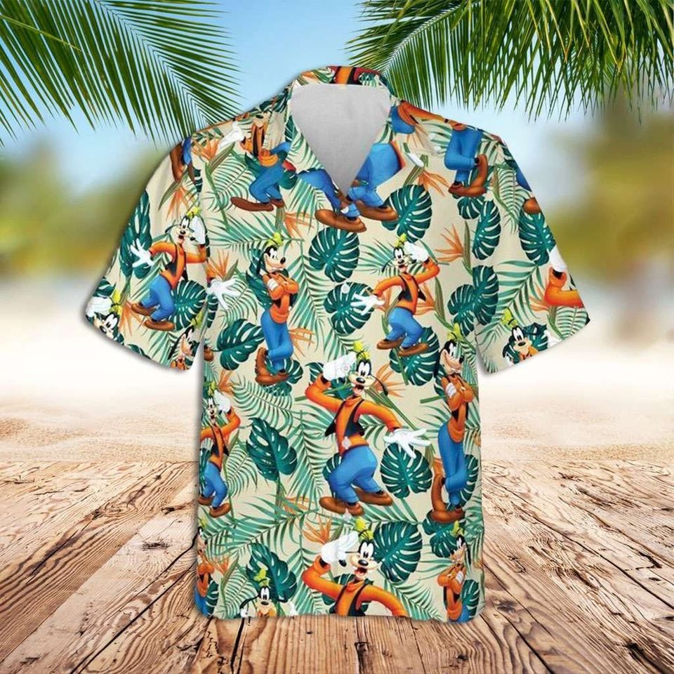 Disney Hawaiian Shirt Best Goofy And Palm Leaves, Disneyland Button Up Shirt
