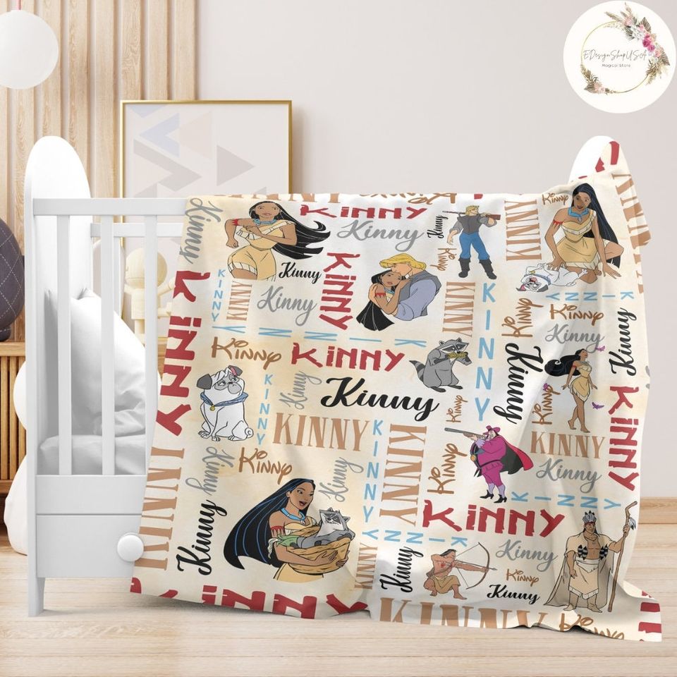 Personalized Watercolor Disney Pocahontas Blanket