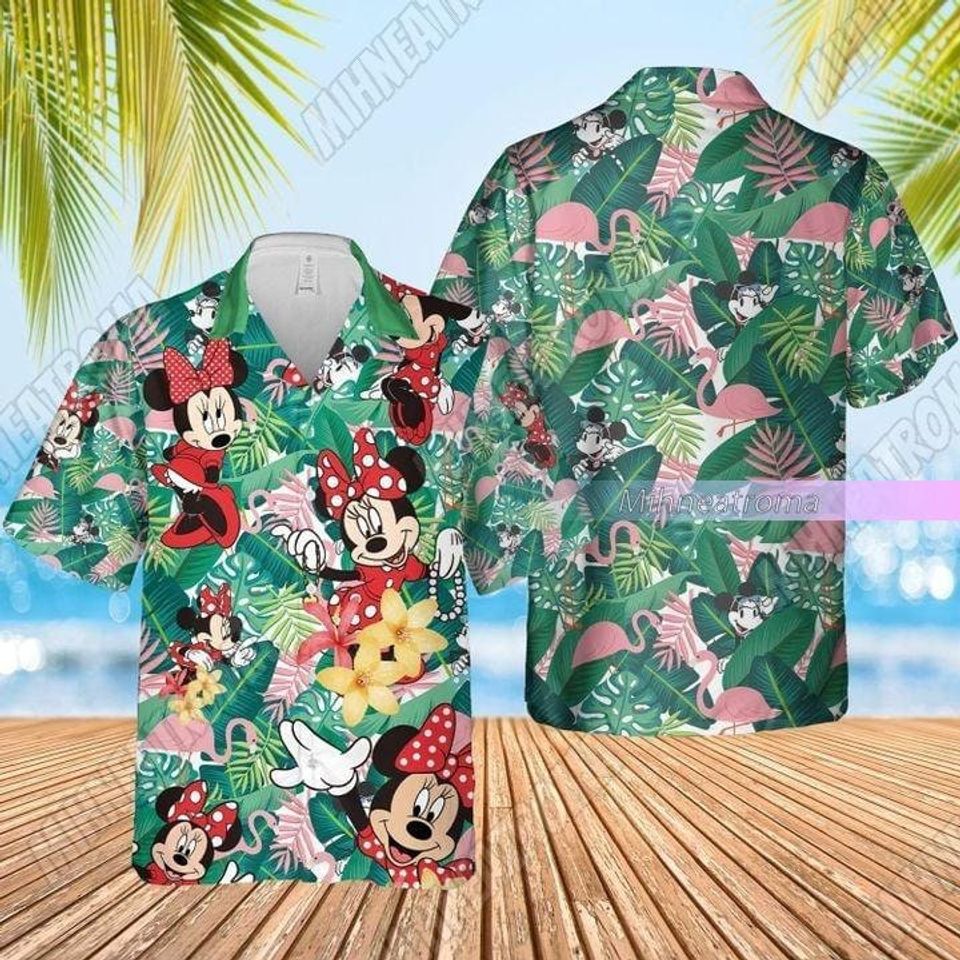 Minnie Mouse Hawaiian Shirt, Minnie Button Shirt, Disney Minnie