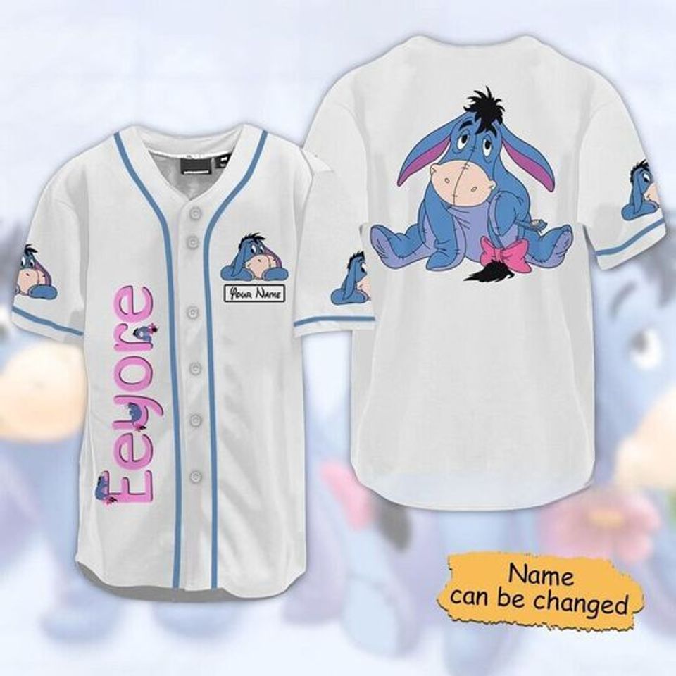 Custom Disney Winnie the Pooh Eeyore  Baseball Jersey