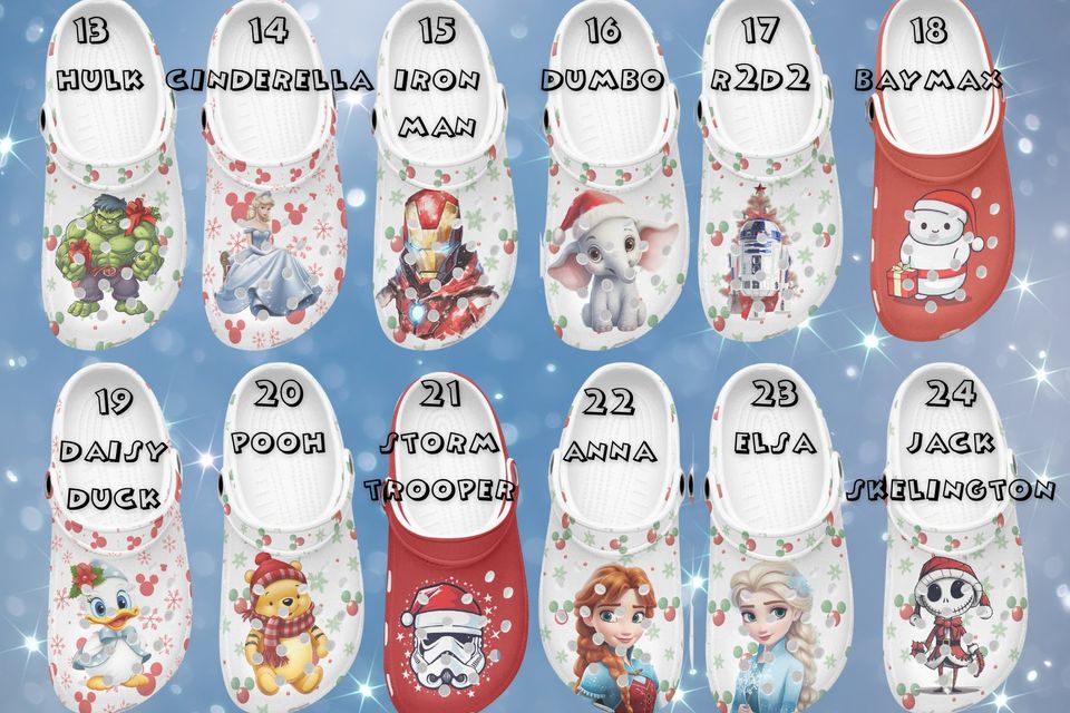 Merry Christmas Disney Clogs, Cartoon Slippers, Cartoon Clogs Shoes