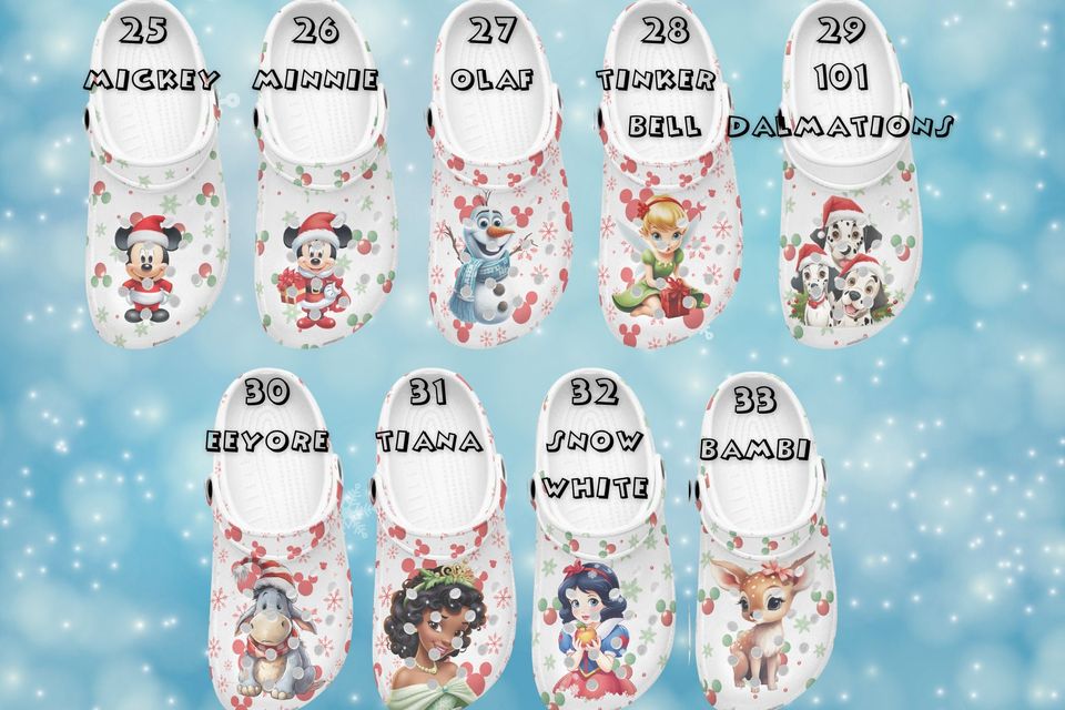 Merry Christmas Disney Clogs, Cartoon Slippers, Cartoon Clogs Shoes