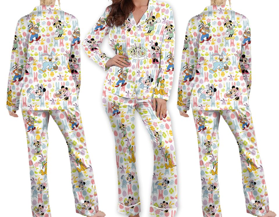Disney Easter Bunny Pajamas Mickey Easter Adult Pajamas Sets