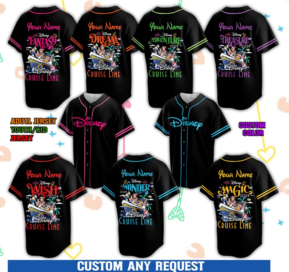 Custom Disneyland Baseball Jersey Disney Vacation Matching