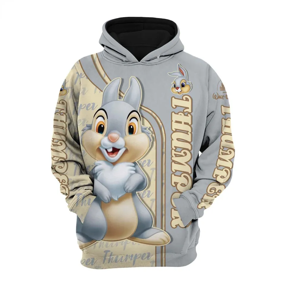 2024 3D Printing Thumper Rabbit Bambi Disney Cartoon Hoodie