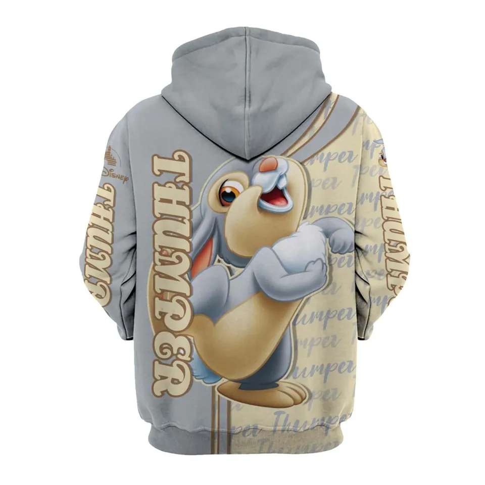 2024 3D Printing Thumper Rabbit Bambi Disney Cartoon Hoodie