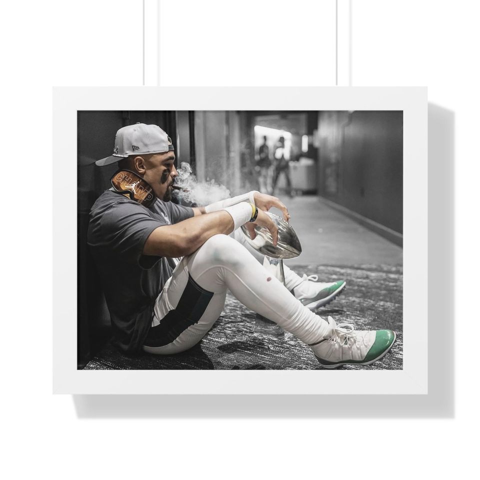 Jalen Hurts with Cigar Superbowl 2025 MVP Poster