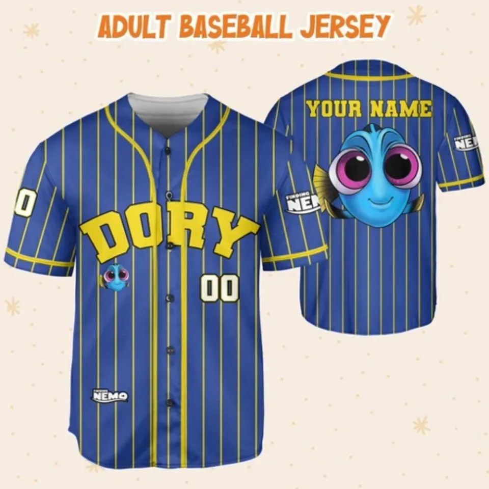 Personalize Finding Nemo Baby Dory Blue Jersey, Custom Disney Baseball Jersey
