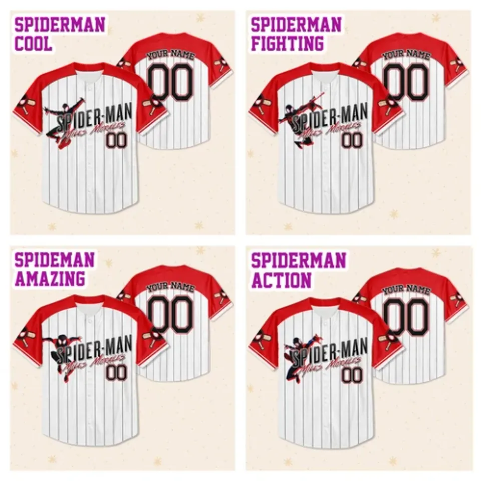 Custom Spiderman Collection Baseball Jersey Team Personalize Disney Jersey