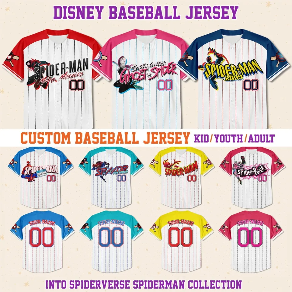Custom Spiderman Collection Baseball Jersey Team Personalize Disney Jersey