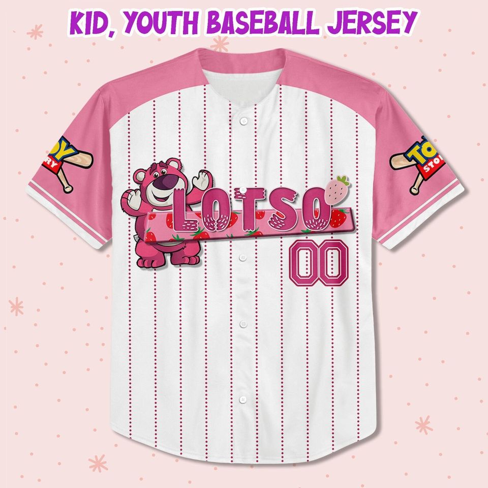 Custom Toy Story Lotso Pink, Personalized Text Jersey, Disney Baseball Jersey