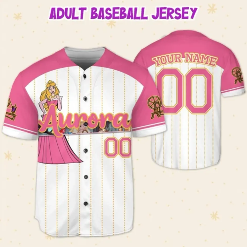 Custom Disney Princess Aurora Sleeping Beauty, Custom Kids,Youth Baseball Jersey