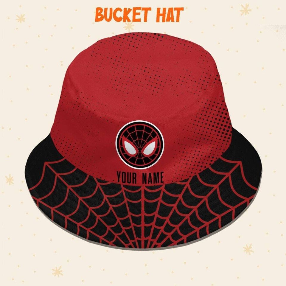Custom Spiderman Miles Logo Cap, Custom Disney Hat Spiderman Baseball Cap Bucket