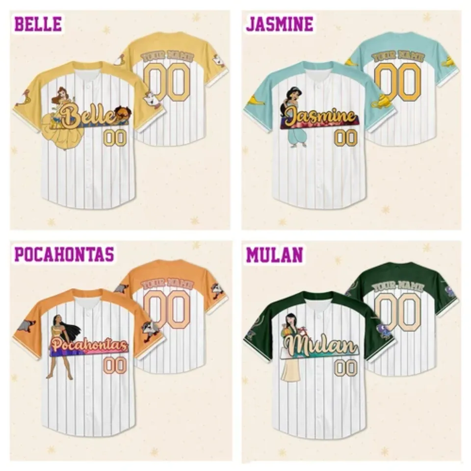 Custom Disney Princess Jersey Collection, Custom Name Disney Game Day Jersey