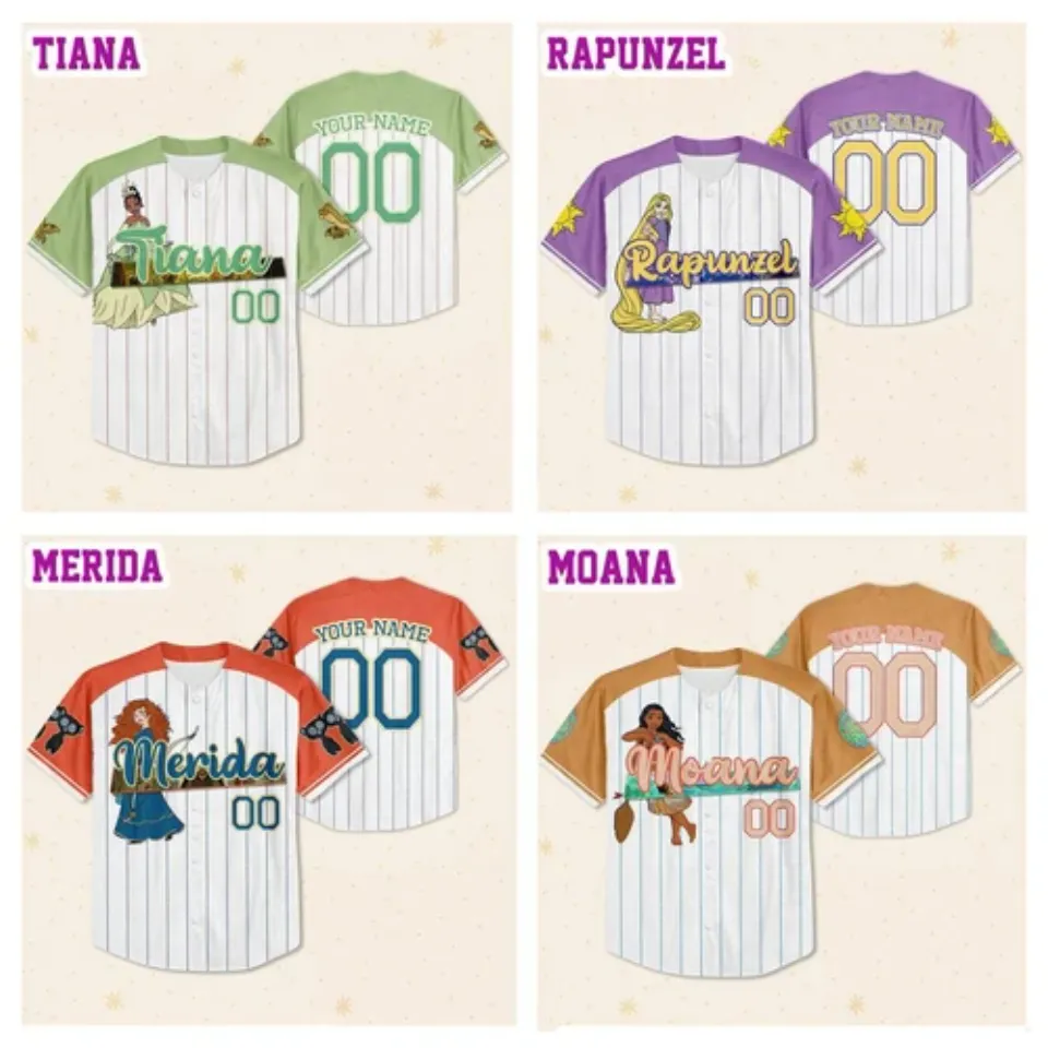 Custom Disney Princess Jersey Collection, Custom Name Disney Game Day Jersey