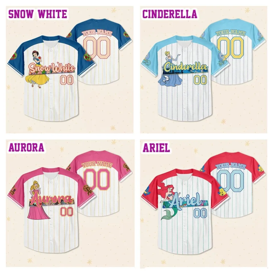 Custom Disney Princess Jersey Collection, Custom Name Disney Game Day Jersey