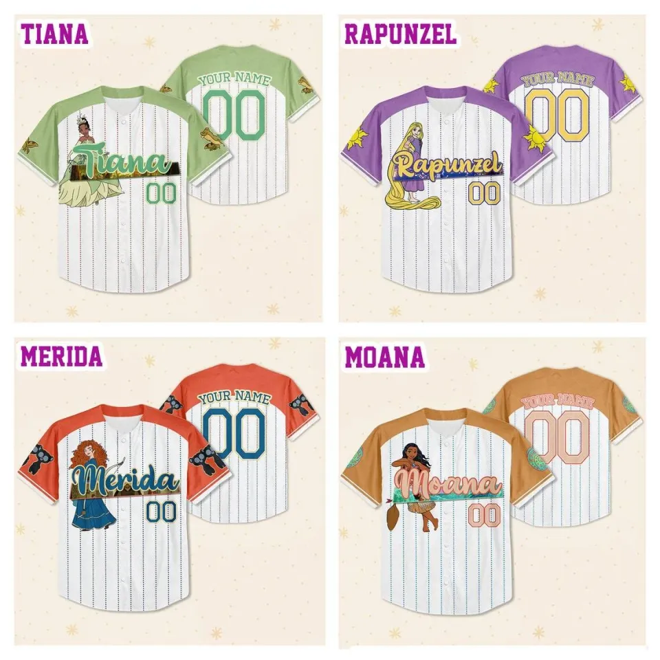 Custom Disney Princess Jersey Collection, Custom Name Disney Game Day Jersey