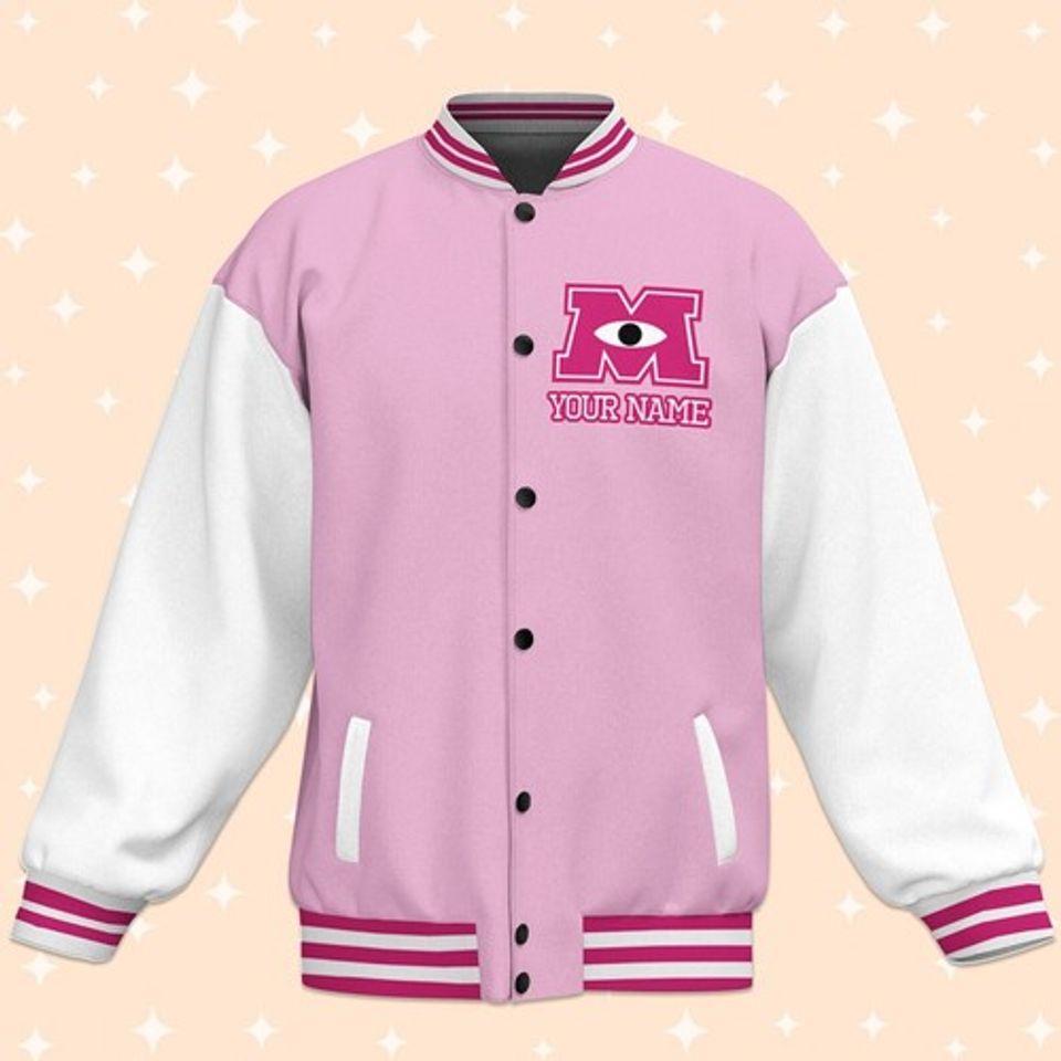 Custom Monster University PNK Basic Varsity Jacket, Baseball Outfit Disney gift