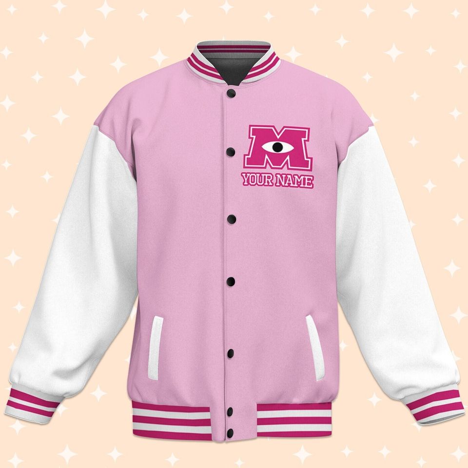 Custom Monster University PNK Basic Varsity Jacket, Baseball Outfit Disney gift