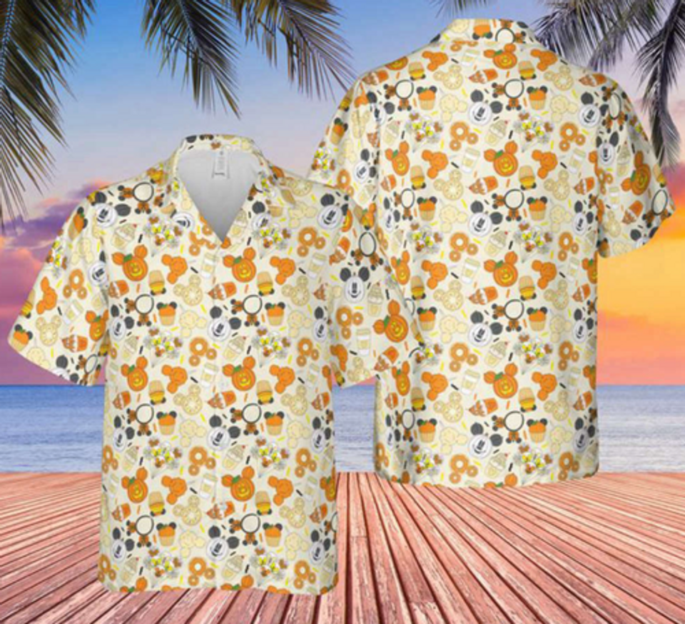 Disney Halloween Snacks Button Down Hawaiians Shirt