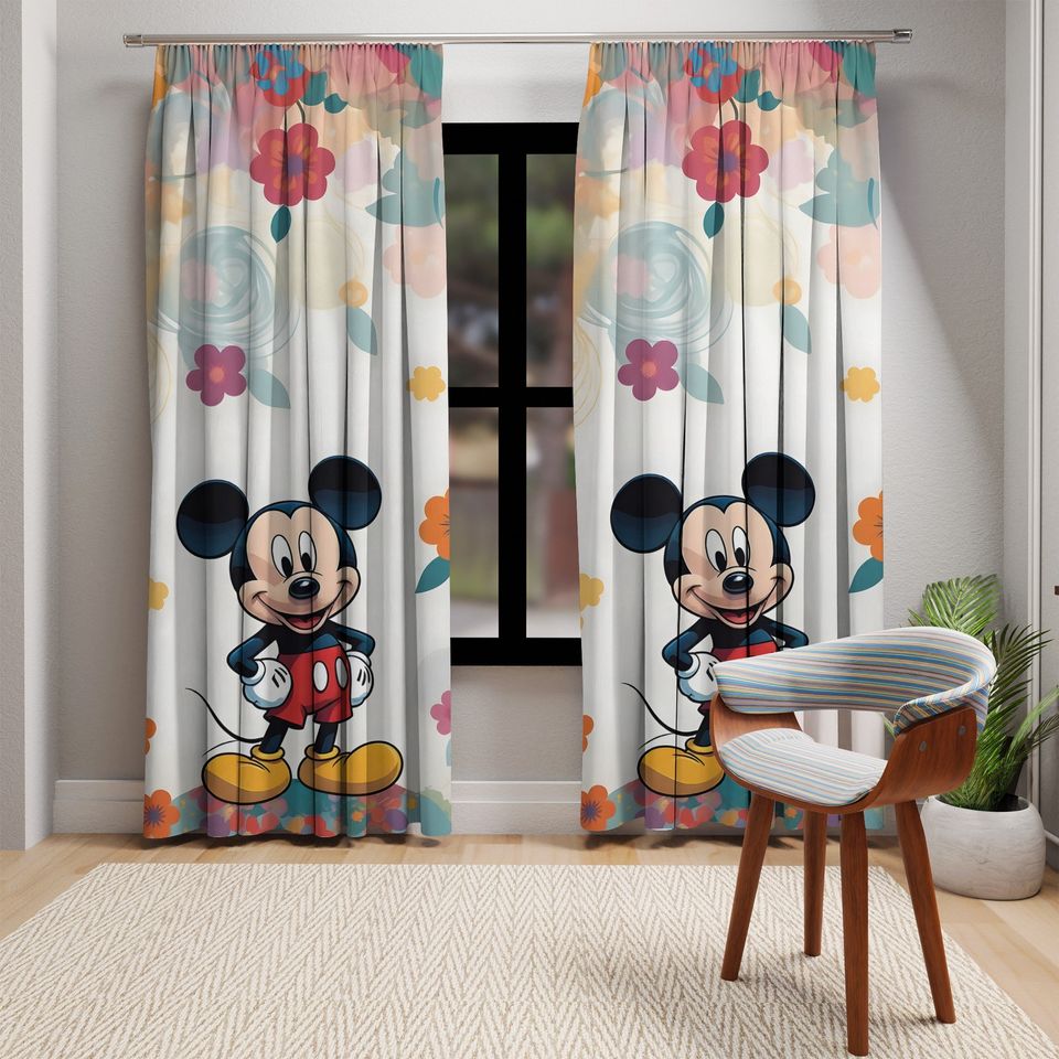 Mickey Mouse Curtains,Mickey Mouse Nursery Curtains,Mickey Mouse Decor,Disneyland Curtains