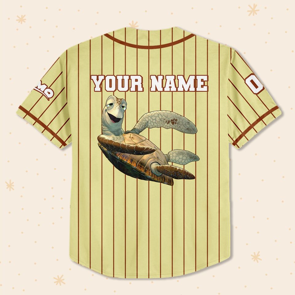 Personalize Finding Nemo Crush Sea Turtle Jersey, Disney Baseball Jersey