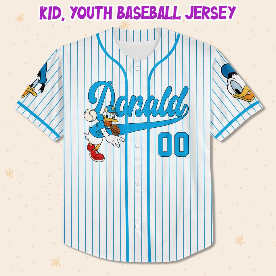 Personalize Disney Donald Duck Baseball Jersey, Personalized Disney Baseball