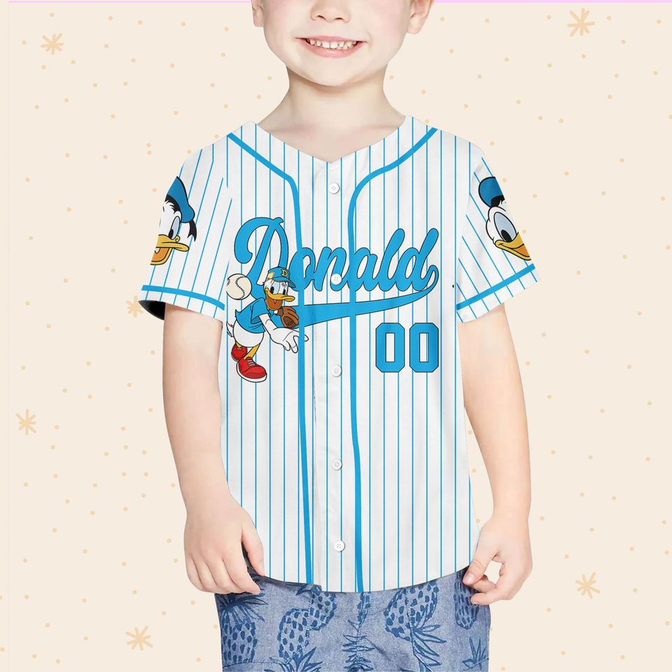 Personalize Disney Donald Duck Baseball Jersey, Personalized Disney Baseball
