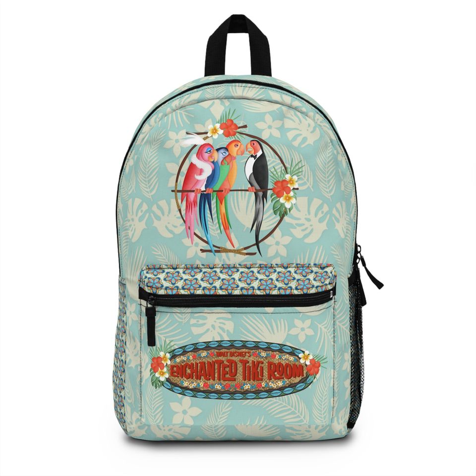 Disney's Enchanted Tiki Room Backpack, Large Waterproof Park Bag, Tropical Pattern Backpack