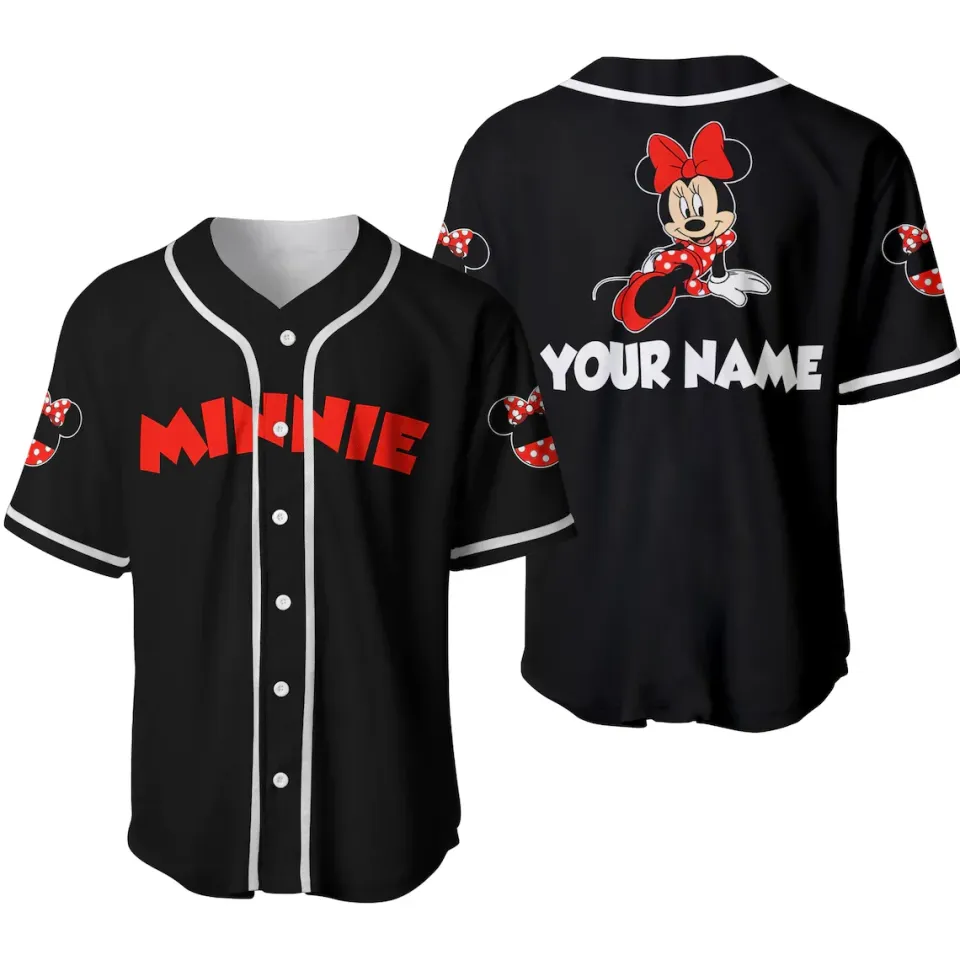 Disney 50th Anniversary Mickey Mouse Black Rainbow Baseball Jersey Custom Name Disney Hawaiian Shirt Men Women Tops