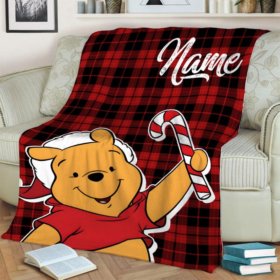 Personalized Disney Winnie the Pooh Christmas Blanket