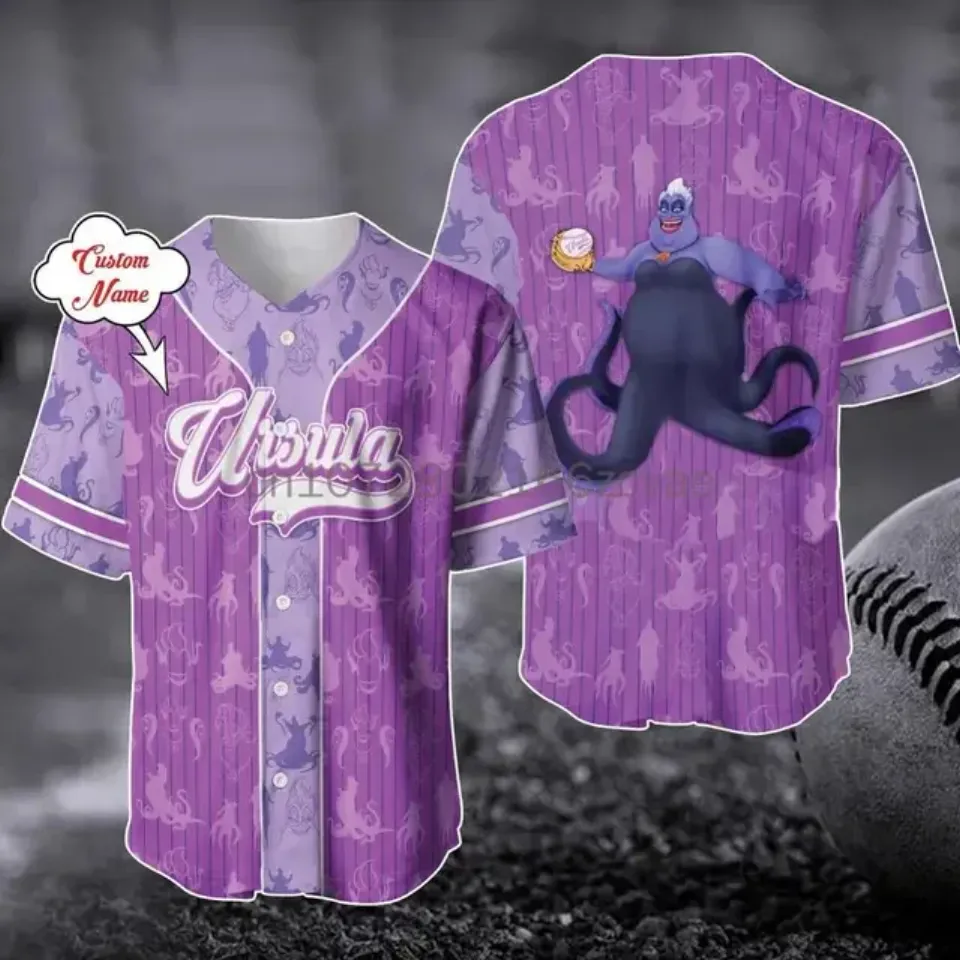 New Disney Ursula Black Baseball Jersey Shirt