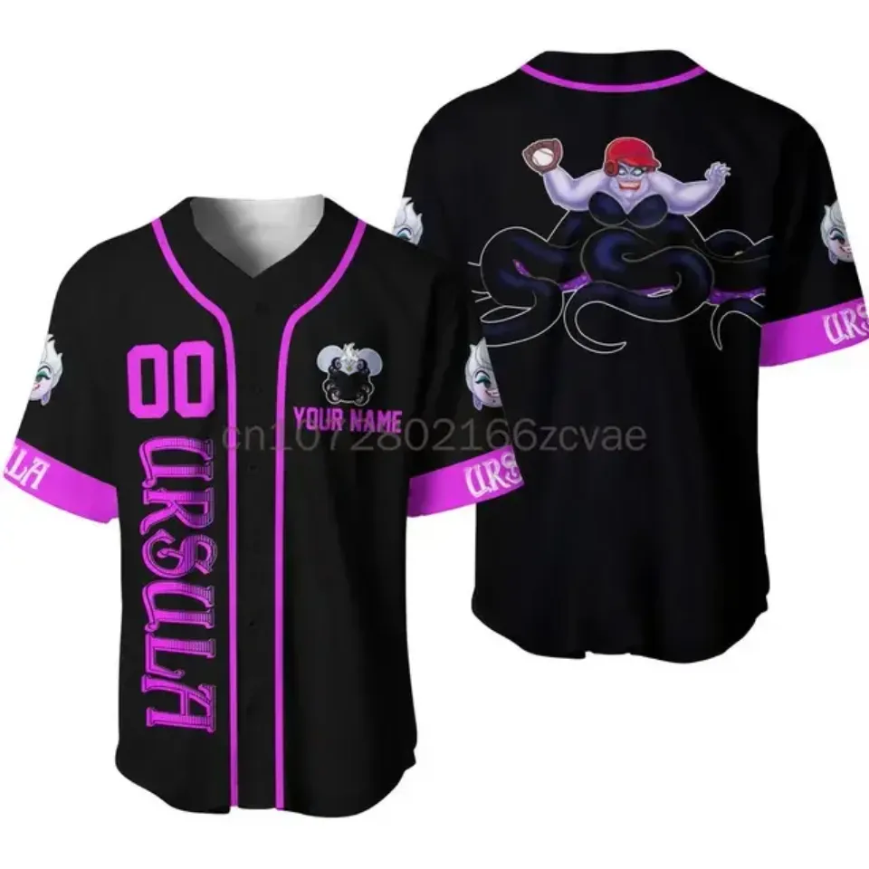 New Disney Ursula Black Baseball Jersey Shirt