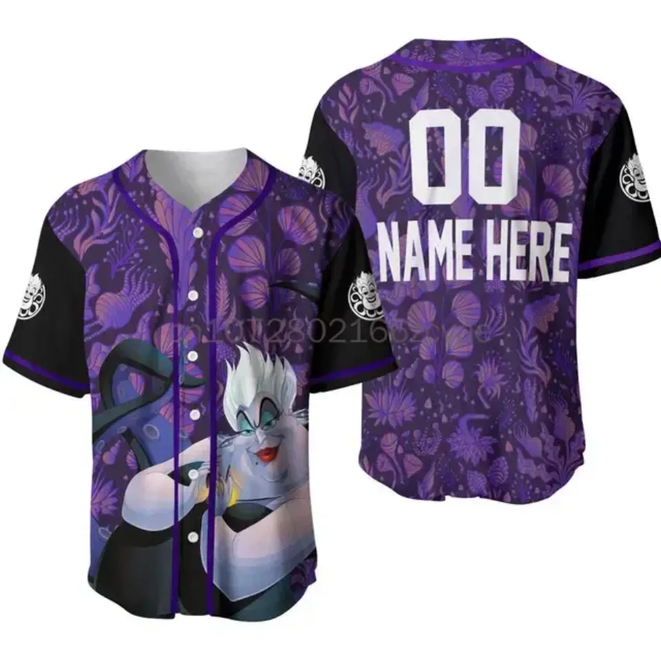New Disney Ursula Black Baseball Jersey Shirt