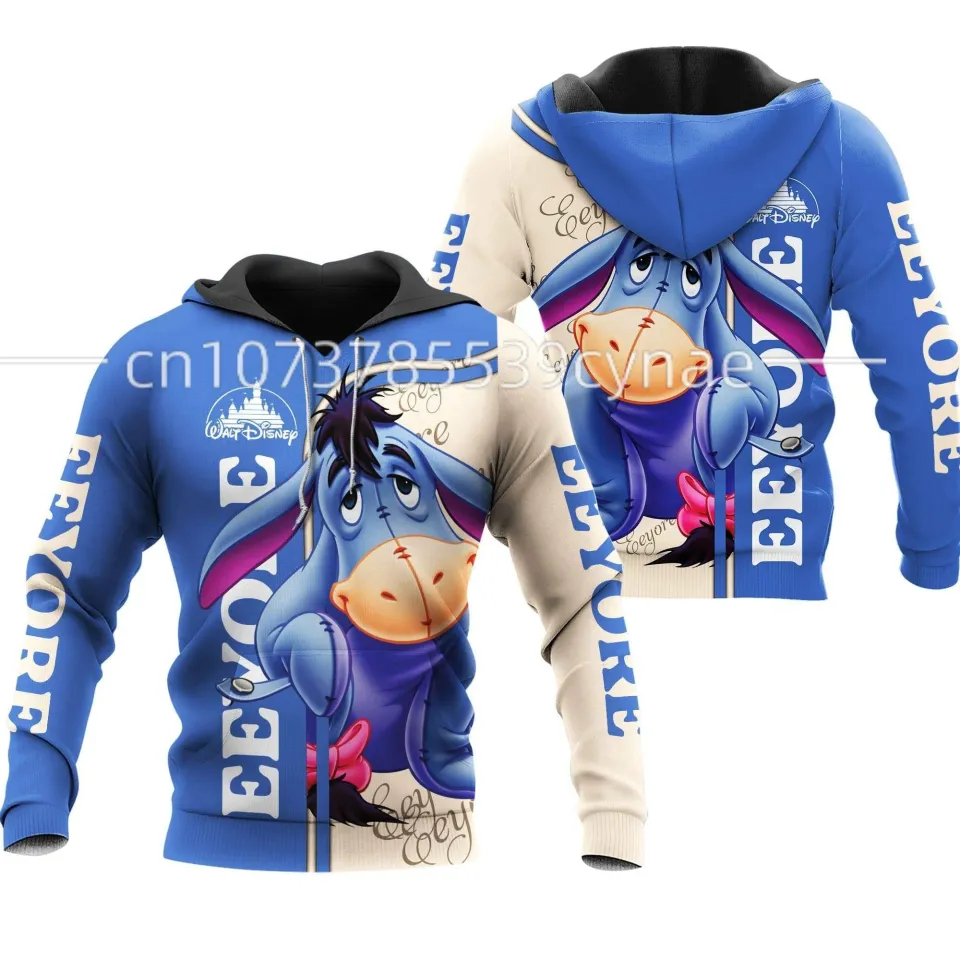 New Eeyore Donkey Raglan Disney Cartoon Graphic 3D Hoodie