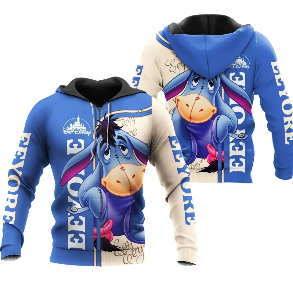 New Eeyore Donkey Raglan Disney Cartoon Graphic 3D Hoodie