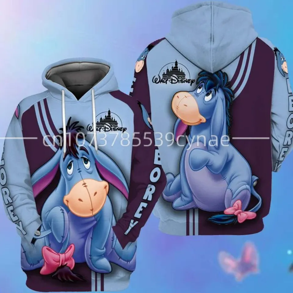New Eeyore Donkey Raglan Disney Cartoon Graphic 3D Hoodie