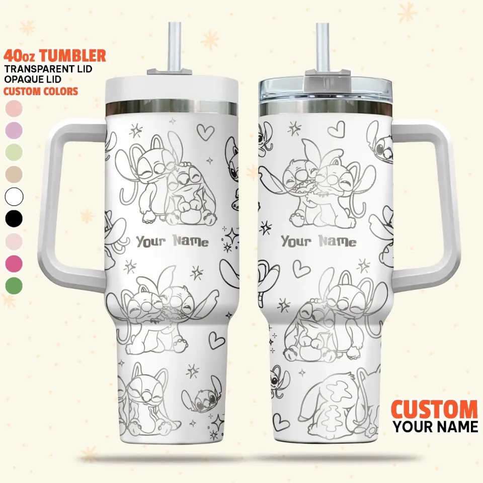 Custom Disney Stitch and Angel Lover Tumbler
