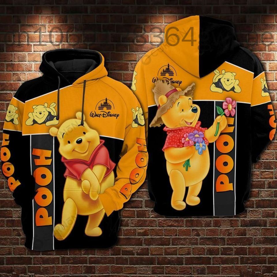Disney Animation Winnie The Pooh 3D Zip Print Hoodie