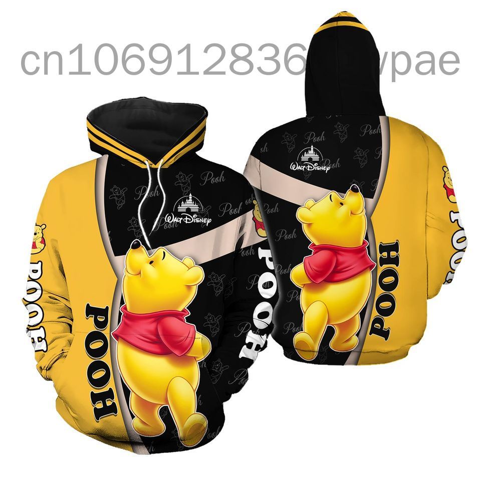 Disney Animation Winnie The Pooh 3D Zip Print Hoodie