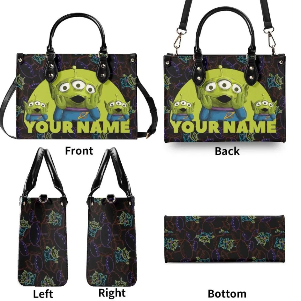 Personalized Aliens Toy Story Leather Handbag, Disney Leather