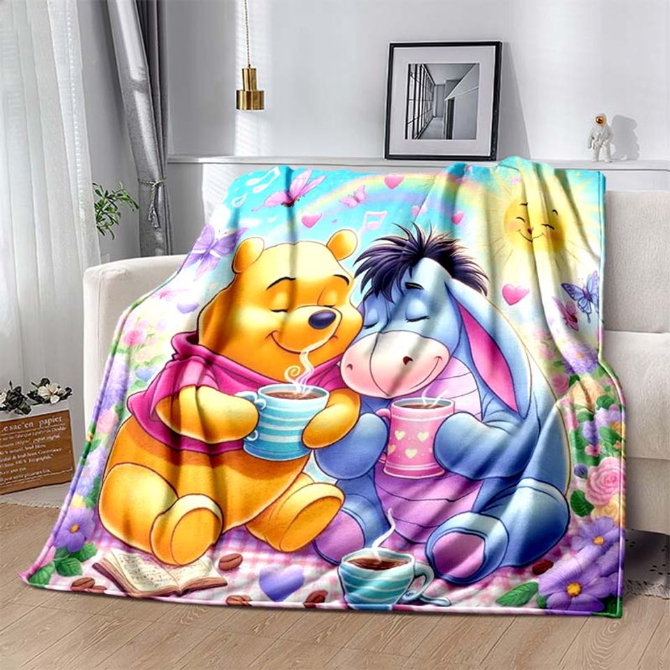 6 Size Warm Soft Disney Winnie The Pooh Print Blanket Fluffy Throw Blanket