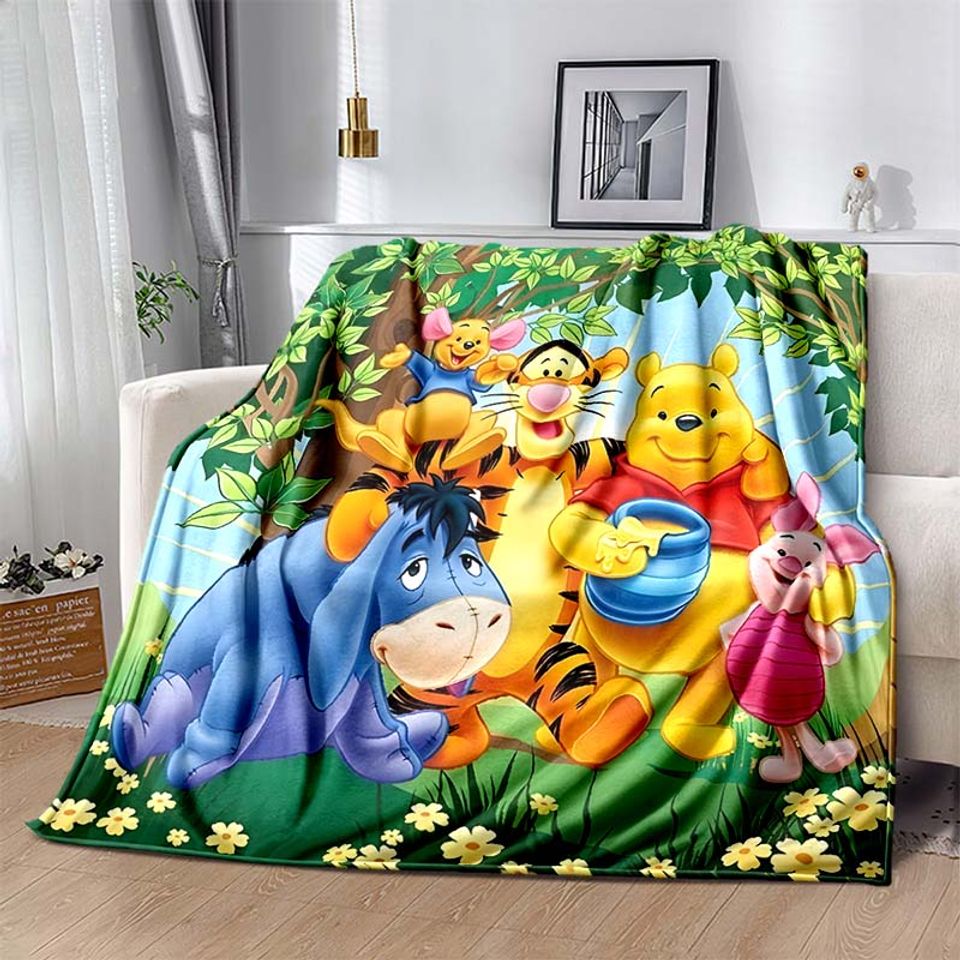 6 Size Warm Soft Disney Winnie The Pooh Print Blanket Fluffy Throw Blanket