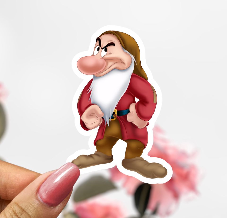 Seven Dwarfs Grumpy Sticker,  Disney Sticker Decal, Snow White Grumpy Sticker