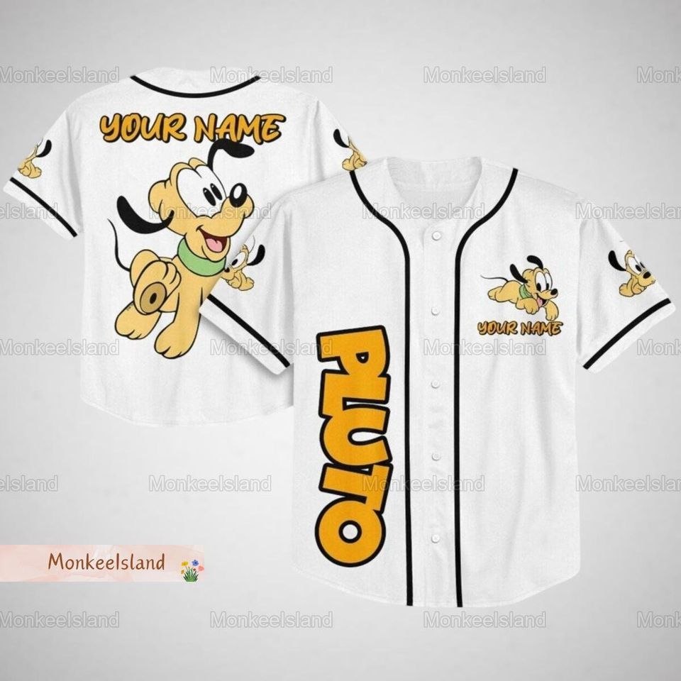 Custom Disney Pluto Baseball Jersey, Pluto Dog Jersey Team, Pluto Jersey
