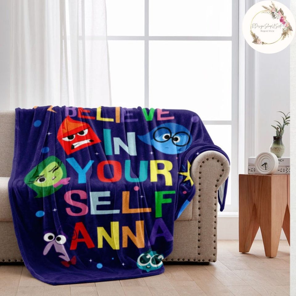 Personalized Disney Pixar Inside Out Blanket, Inside Out 2 Movie 2024 Blanket