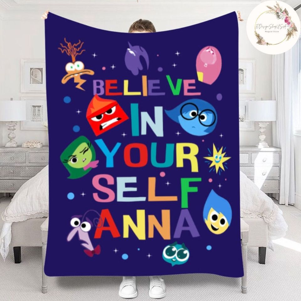 Personalized Disney Pixar Inside Out Blanket, Inside Out 2 Movie 2024 Blanket